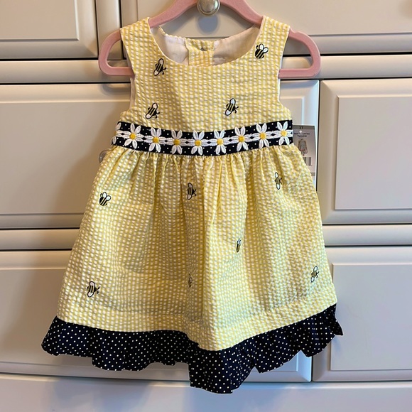 NEW Seersucker Embroidered Bumblebee Dress - Picture 1 of 4